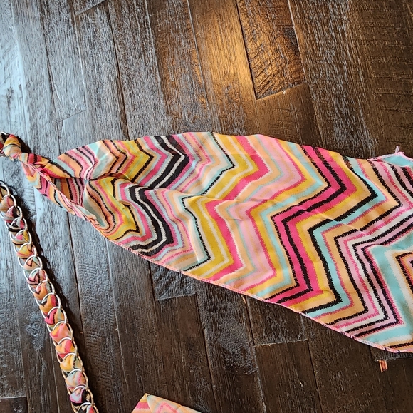 Vintage Scarf Chain Loop Belt Pink Yellow - Picture 3 of 6